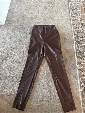 H&M Brown Faux Leather Slim Pants